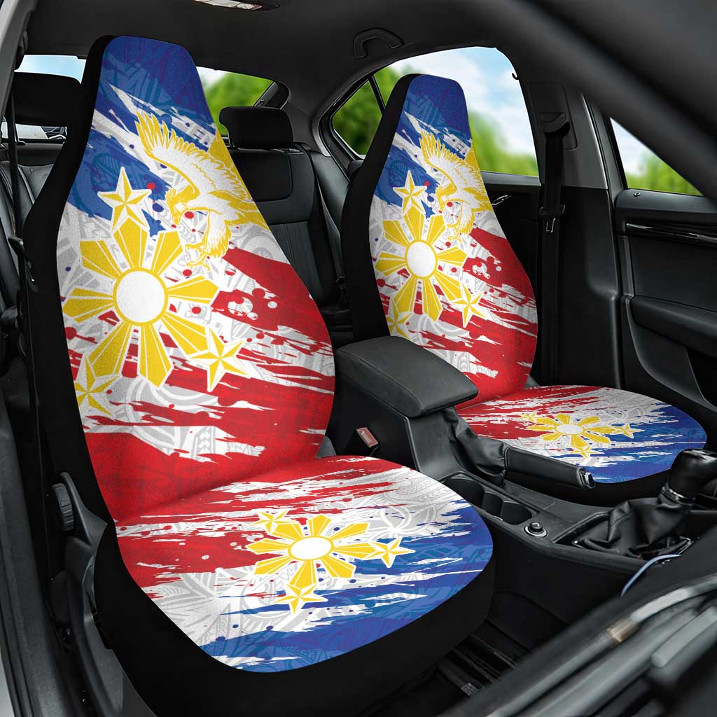 Filipino Sun and Stars Car Seat Cover Grunge Vibes LT7 One Size White - Polynesian Pride