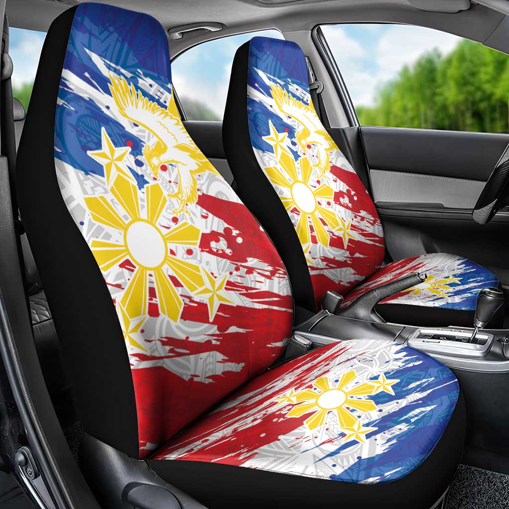 Filipino Sun and Stars Car Seat Cover Grunge Vibes LT7 - Polynesian Pride