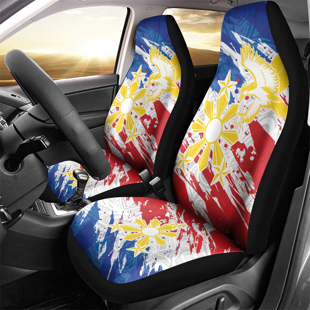 Filipino Sun and Stars Car Seat Cover Grunge Vibes LT7 - Polynesian Pride