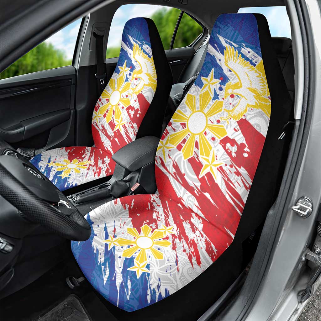 Filipino Sun and Stars Car Seat Cover Grunge Vibes LT7 - Polynesian Pride