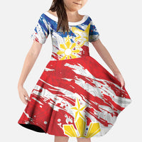 Personalized Filipino Sun and Stars Family Matching Off Shoulder Short Dress and Hawaiian Shirt Grunge Vibes