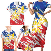 Personalized Filipino Sun and Stars Family Matching Short Sleeve Bodycon Dress and Hawaiian Shirt Grunge Vibes