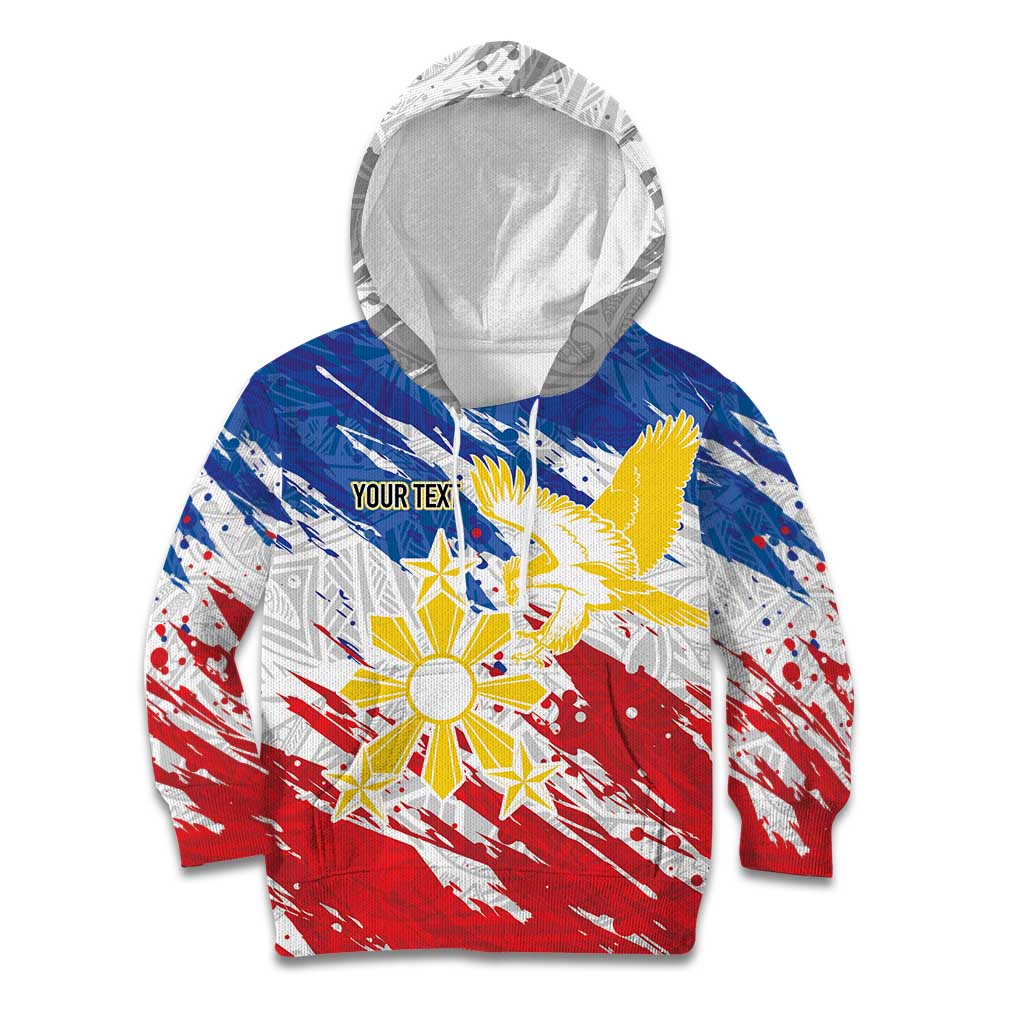 Personalized Filipino Sun and Stars Kid Hoodie Grunge Vibes LT7 Hoodie White - Polynesian Pride