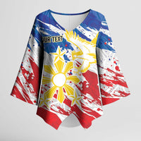 Personalized Filipino Sun and Stars Kimono Sleeve Blouse Grunge Vibes LT7 Female White - Polynesian Pride