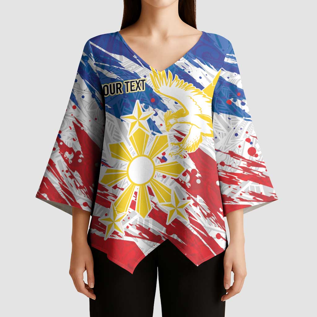 Personalized Filipino Sun and Stars Kimono Sleeve Blouse Grunge Vibes LT7 - Polynesian Pride