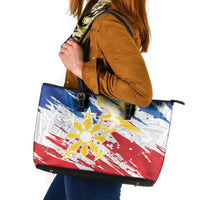 Filipino Sun and Stars Leather Tote Bag Grunge Vibes LT7 White - Polynesian Pride
