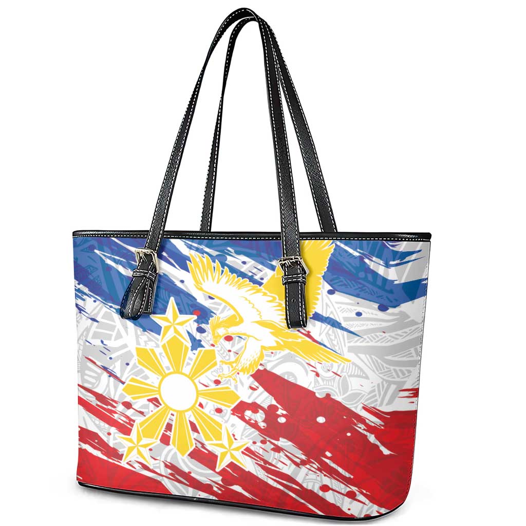 Filipino Sun and Stars Leather Tote Bag Grunge Vibes LT7 - Polynesian Pride