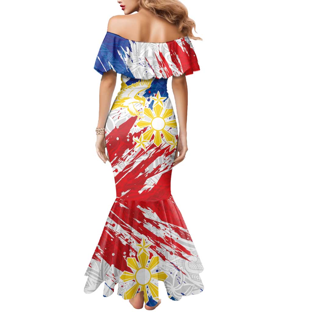 Personalized Filipino Sun and Stars Mermaid Dress Grunge Vibes LT7 - Polynesian Pride