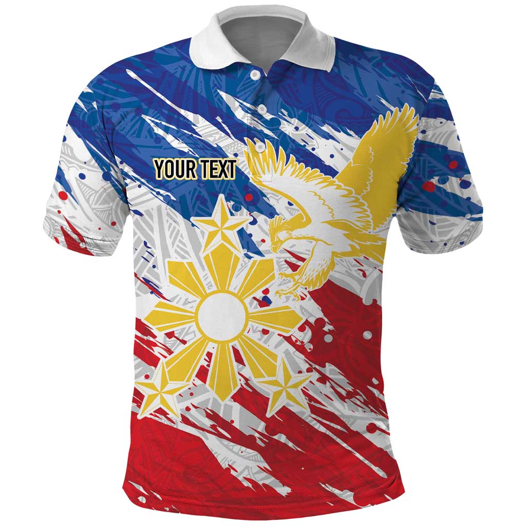 Personalized Filipino Sun and Stars Polo Shirt Grunge Vibes LT7 White - Polynesian Pride
