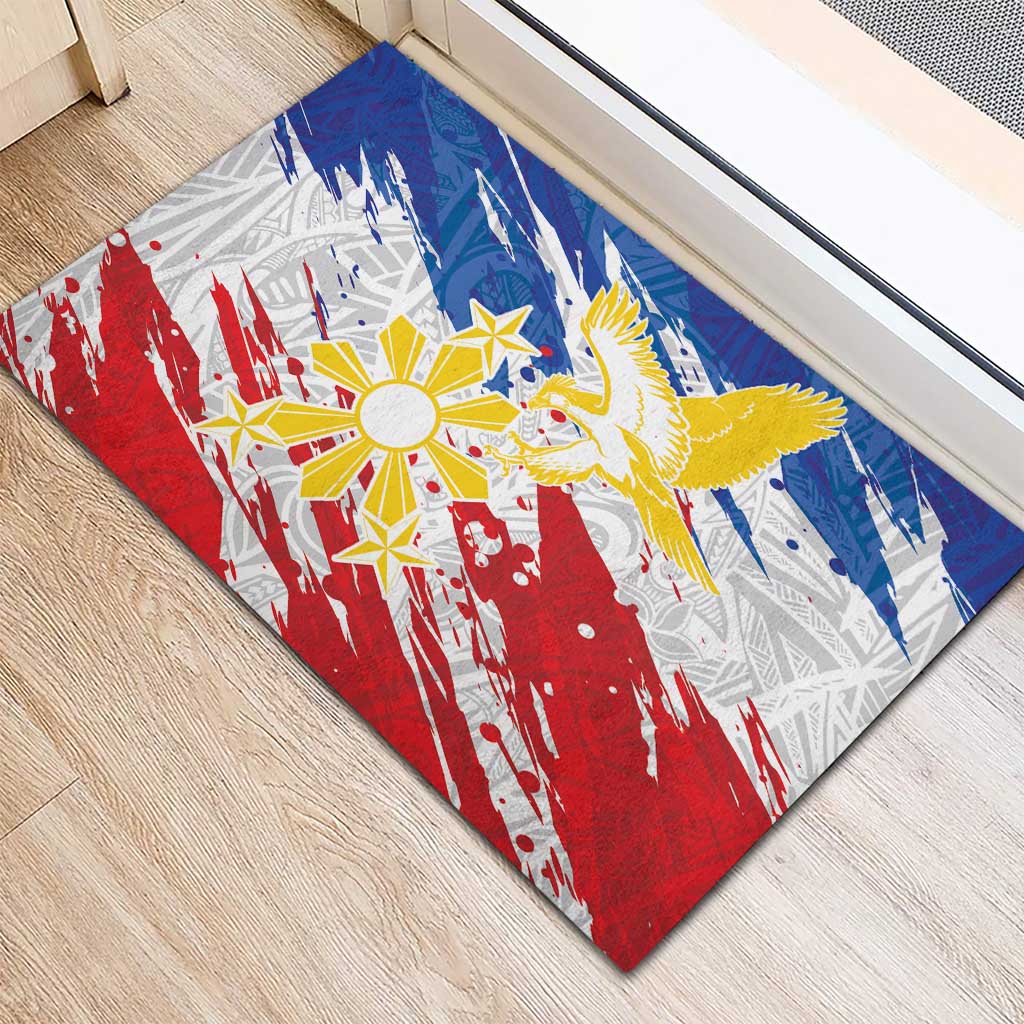 Filipino Sun and Stars Rubber Doormat Grunge Vibes