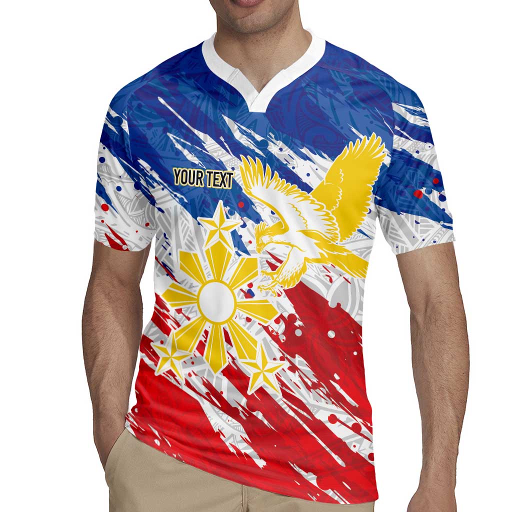Personalized Filipino Sun and Stars Rugby Jersey Grunge Vibes LT7 - Polynesian Pride