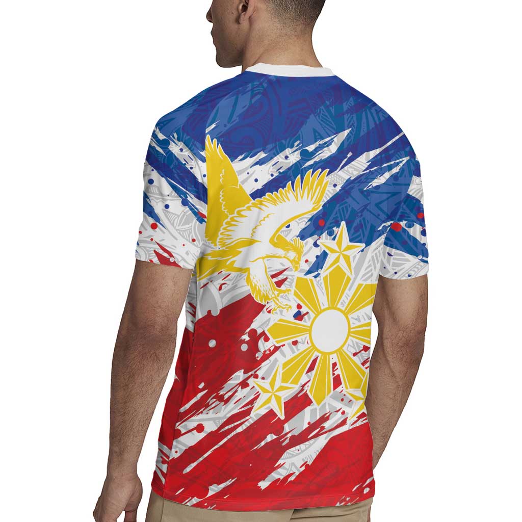 Personalized Filipino Sun and Stars Rugby Jersey Grunge Vibes LT7 - Polynesian Pride