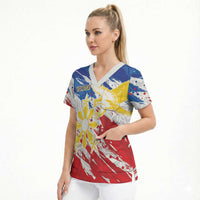 Personalized Filipino Sun and Stars Scrub Top Grunge Vibes LT7 - Polynesian Pride
