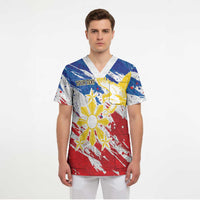 Personalized Filipino Sun and Stars Scrub Top Grunge Vibes LT7 - Polynesian Pride