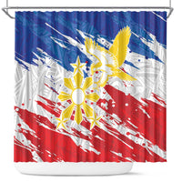 Filipino Sun and Stars Shower Curtain Grunge Vibes LT7 White - Polynesian Pride