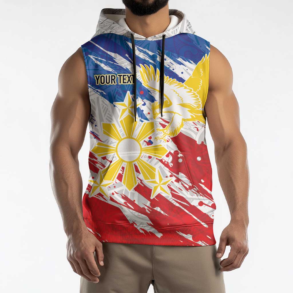 Personalized Filipino Sun and Stars Sleeveless Hoodie Grunge Vibes LT7 - Polynesian Pride