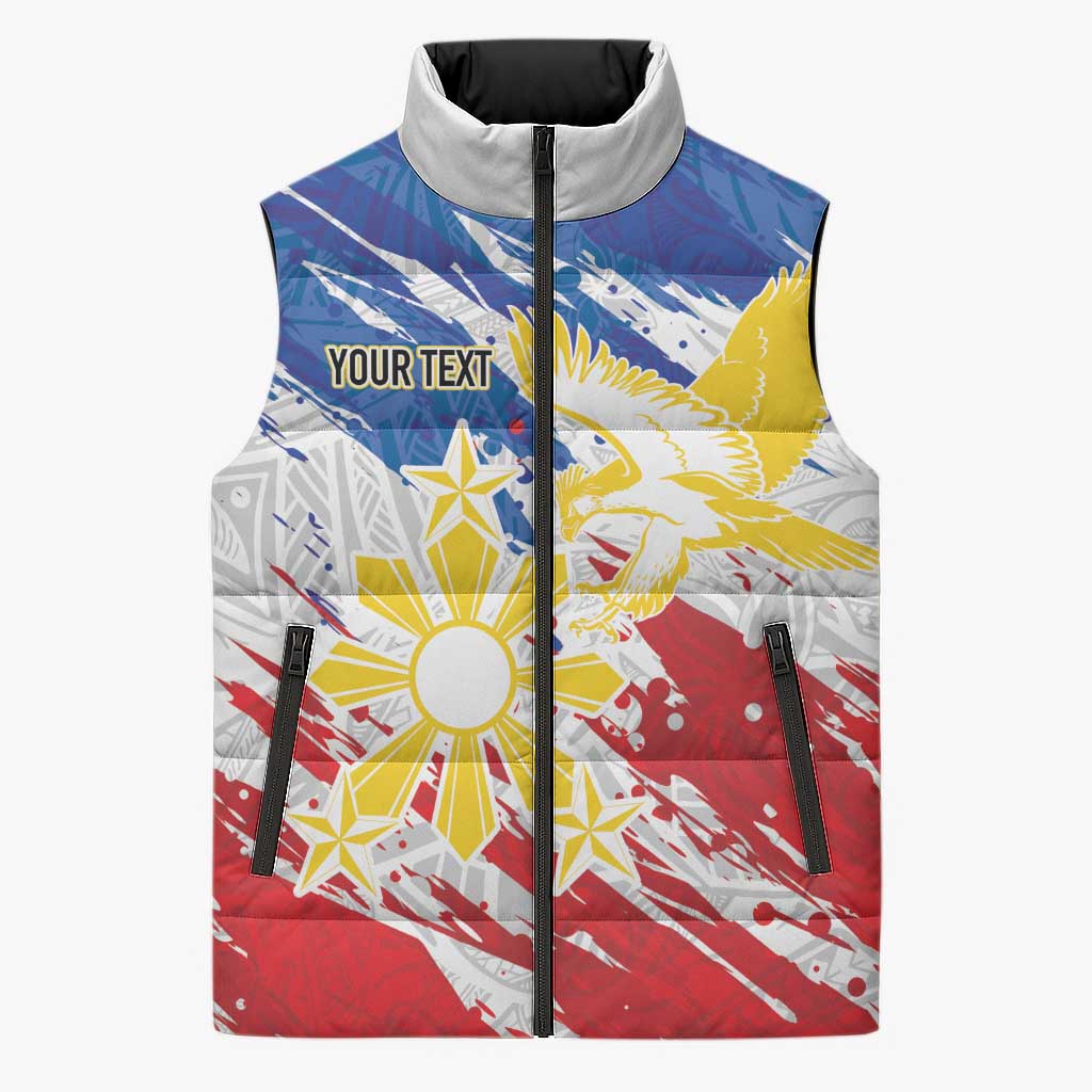 Personalized Filipino Sun and Stars Sleeveless Puffer Jacket Grunge Vibes