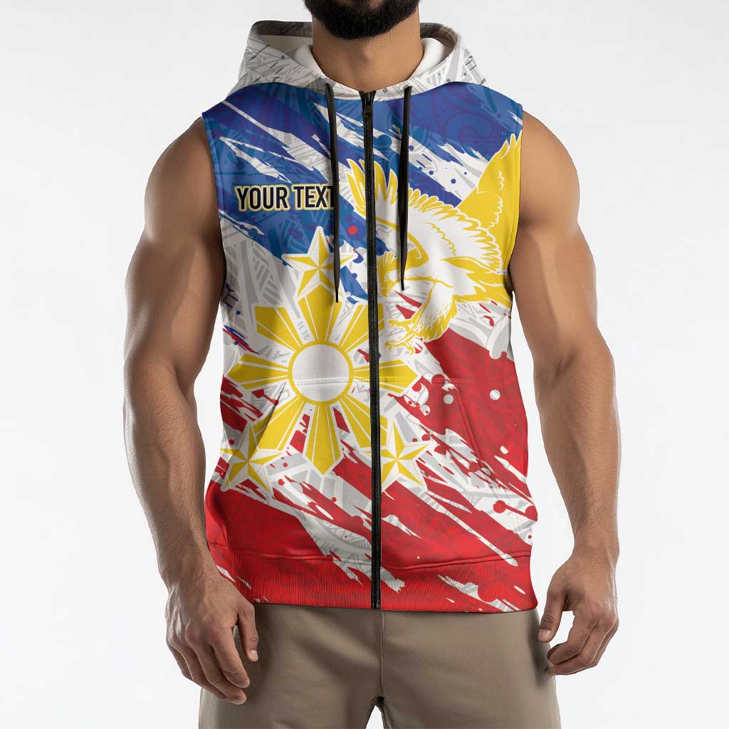 Personalized Filipino Sun and Stars Sleeveless Zip Hoodie Grunge Vibes LT7 - Polynesian Pride
