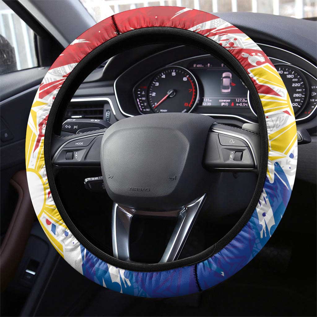 Filipino Sun and Stars Steering Wheel Cover Grunge Vibes LT7 - Polynesian Pride