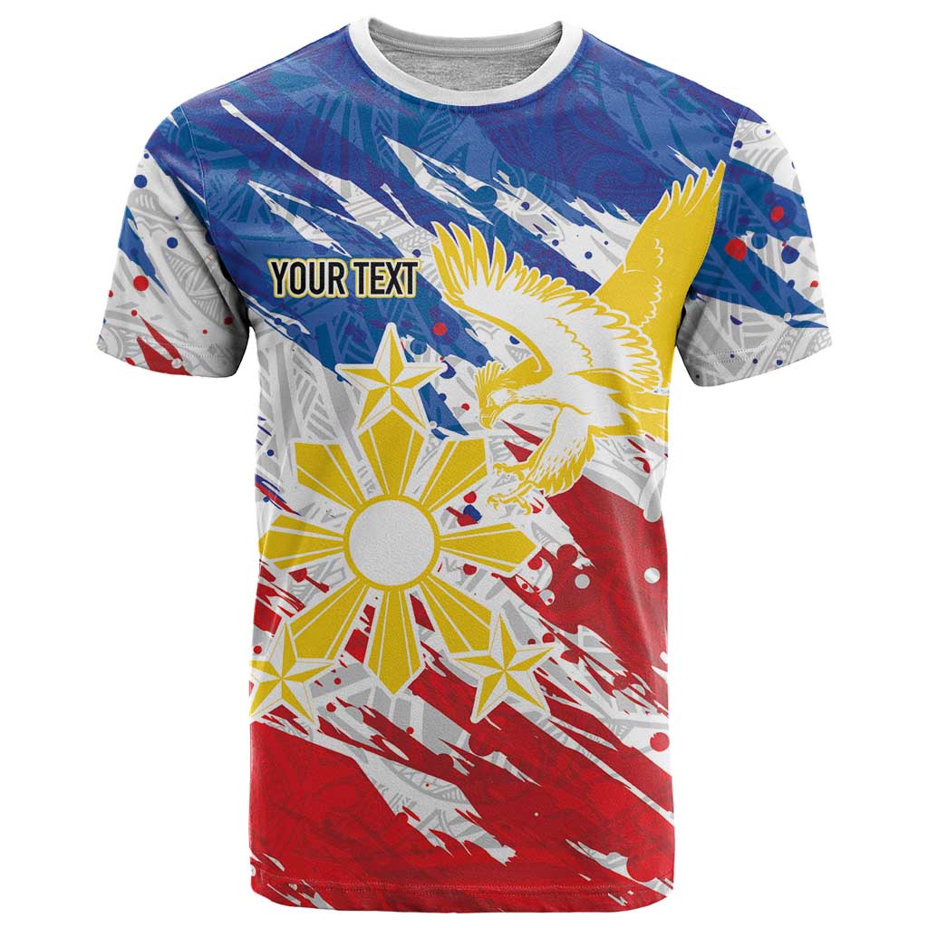 Personalized Filipino Sun and Stars T Shirt Grunge Vibes LT7 White - Polynesian Pride