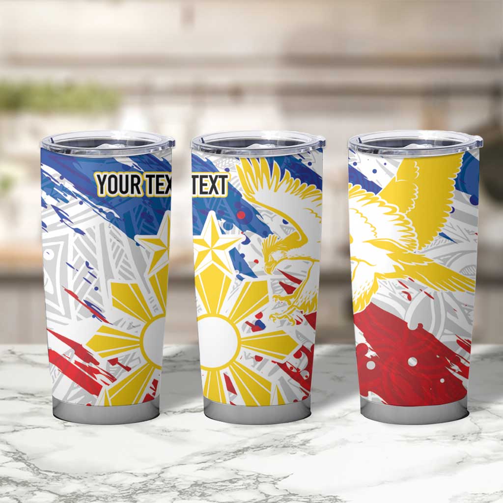 Personalized Filipino Sun and Stars Tumbler Cup Grunge Vibes LT7 - Polynesian Pride