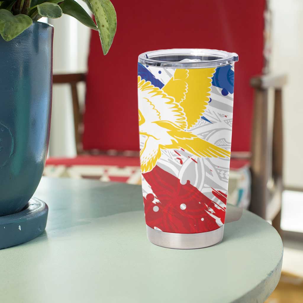 Personalized Filipino Sun and Stars Tumbler Cup Grunge Vibes LT7 - Polynesian Pride
