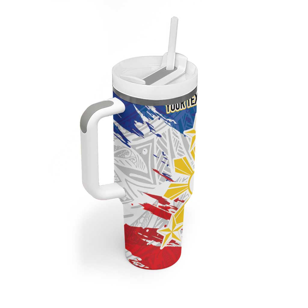 Personalized Filipino Sun and Stars Tumbler With Handle Grunge Vibes LT7 - Polynesian Pride