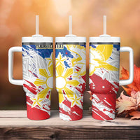 Personalized Filipino Sun and Stars Tumbler With Handle Grunge Vibes LT7 - Polynesian Pride