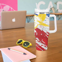 Personalized Filipino Sun and Stars Tumbler With Handle Grunge Vibes LT7 - Polynesian Pride