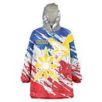 Personalized Filipino Sun and Stars Wearable Blanket Hoodie Grunge Vibes LT7 One Size White - Polynesian Pride