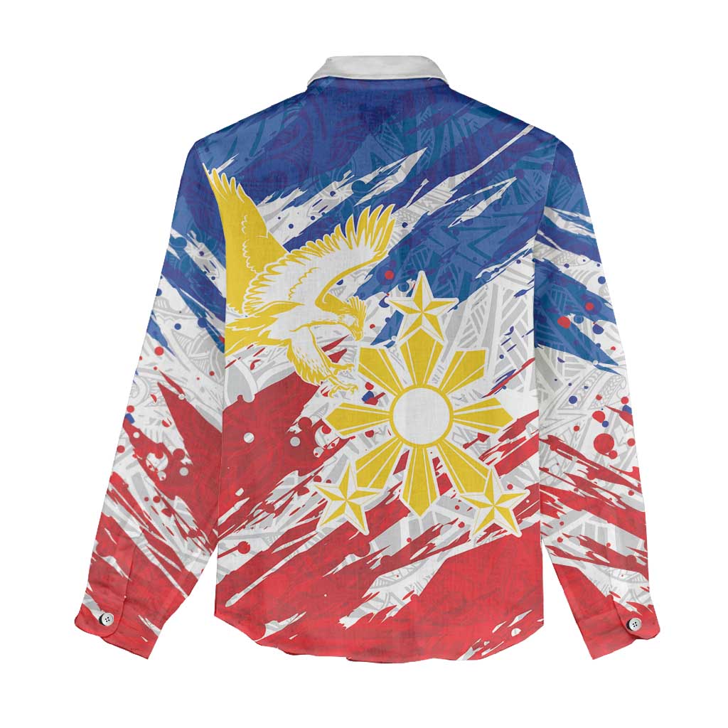 Personalized Filipino Sun and Stars Women Casual Shirt Grunge Vibes LT7 - Polynesian Pride