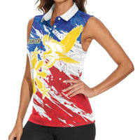 Personalized Filipino Sun and Stars Women Sleeveless Polo Shirt Grunge Vibes LT7 - Polynesian Pride
