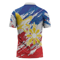 Personalized Filipino Sun and Stars Zipper Polo Shirt Grunge Vibes LT7 - Polynesian Pride
