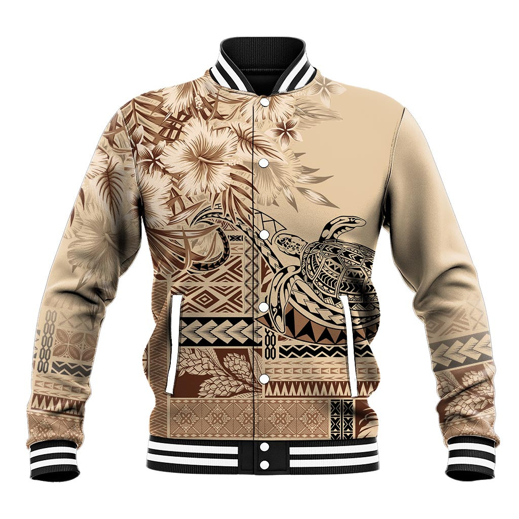 Vaiaso o le Gagana Samoa Baseball Jacket Siapo Motif Beige