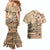 Vaiaso o le Gagana Samoa Couples Matching Mermaid Dress and Hawaiian Shirt Siapo Motif Beige