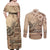 Vaiaso o le Gagana Samoa Couples Matching Off Shoulder Maxi Dress and Long Sleeve Button Shirt Siapo Motif Beige