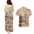 Vaiaso o le Gagana Samoa Couples Matching Puletasi and Hawaiian Shirt Siapo Motif Beige