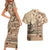 Vaiaso o le Gagana Samoa Couples Matching Short Sleeve Bodycon Dress and Hawaiian Shirt Siapo Motif Beige