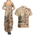 Vaiaso o le Gagana Samoa Couples Matching Summer Maxi Dress and Hawaiian Shirt Siapo Motif Beige