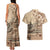 Vaiaso o le Gagana Samoa Couples Matching Tank Maxi Dress and Hawaiian Shirt Siapo Motif Beige