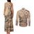 Vaiaso o le Gagana Samoa Couples Matching Tank Maxi Dress and Long Sleeve Button Shirt Siapo Motif Beige