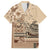 Vaiaso o le Gagana Samoa Family Matching Long Sleeve Bodycon Dress and Hawaiian Shirt Siapo Motif Beige