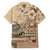 Vaiaso o le Gagana Samoa Family Matching Long Sleeve Bodycon Dress and Hawaiian Shirt Siapo Motif Beige