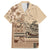 Vaiaso o le Gagana Samoa Family Matching Off The Shoulder Long Sleeve Dress and Hawaiian Shirt Siapo Motif Beige