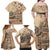 Vaiaso o le Gagana Samoa Family Matching Off Shoulder Maxi Dress and Hawaiian Shirt Siapo Motif Beige