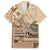 Vaiaso o le Gagana Samoa Family Matching Off Shoulder Maxi Dress and Hawaiian Shirt Siapo Motif Beige