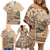 Vaiaso o le Gagana Samoa Family Matching Off Shoulder Short Dress and Hawaiian Shirt Siapo Motif Beige