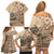 Vaiaso o le Gagana Samoa Family Matching Off Shoulder Short Dress and Hawaiian Shirt Siapo Motif Beige