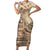 Vaiaso o le Gagana Samoa Family Matching Short Sleeve Bodycon Dress and Hawaiian Shirt Siapo Motif Beige