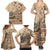 Vaiaso o le Gagana Samoa Family Matching Summer Maxi Dress and Hawaiian Shirt Siapo Motif Beige